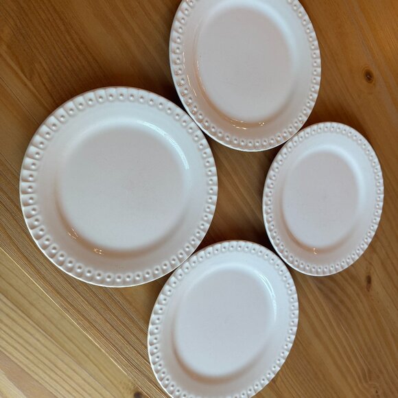 4 Southern Living Alexa white salad plates beaded trim - Picture 1 of 6